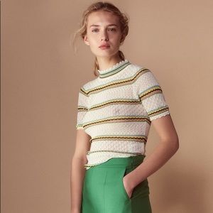 Chic Sandro Open Knit Mock Neck Top